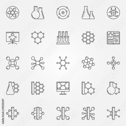 Chemistry line icons set