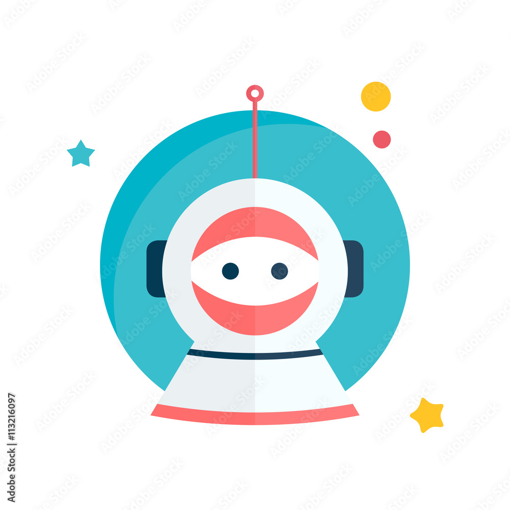 Flat space man. Space and traveling. Project startup.
