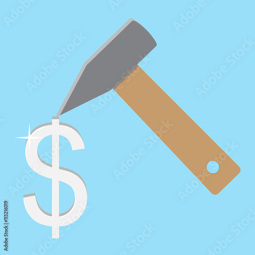 Make money concept. Silver dolar