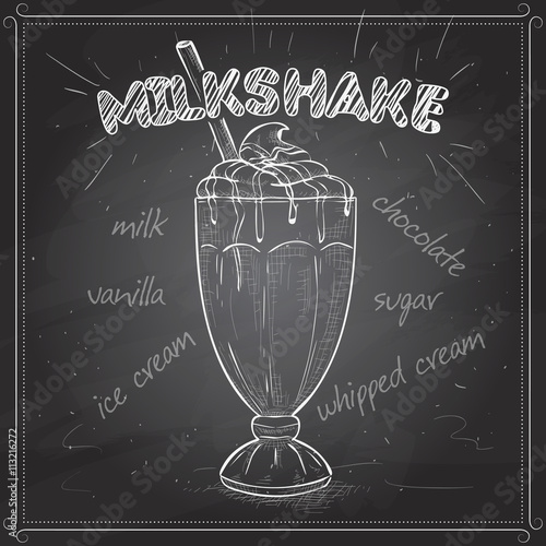 Milkshake scetch on a black board