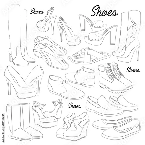 Set of different shoes