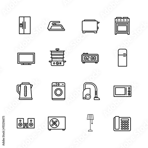Home Appliance icon set on white background
