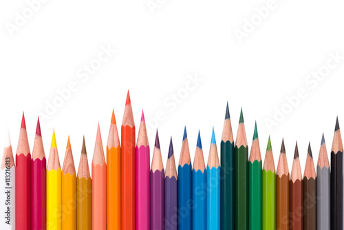 Color pencils wave isolated on white background