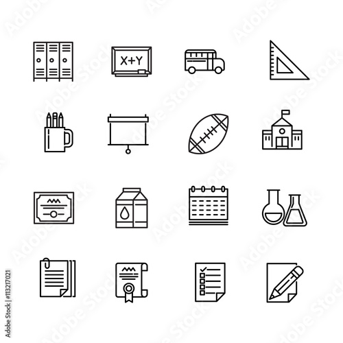 School icon set on white background