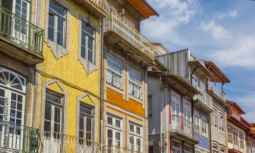 Colorful tiles on houses in Guimaraes