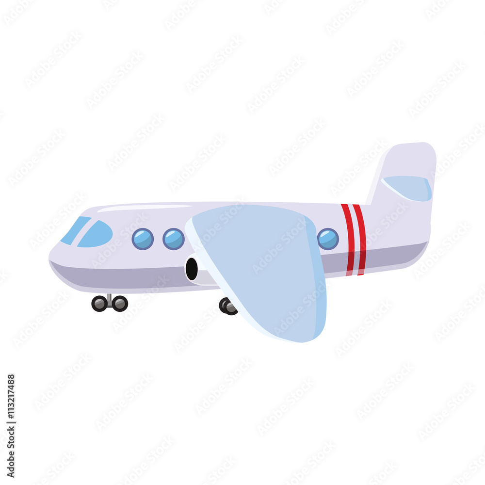 Fototapeta premium Light airplane icon, cartoon style