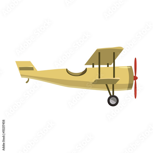 Biplane icon, cartoon style