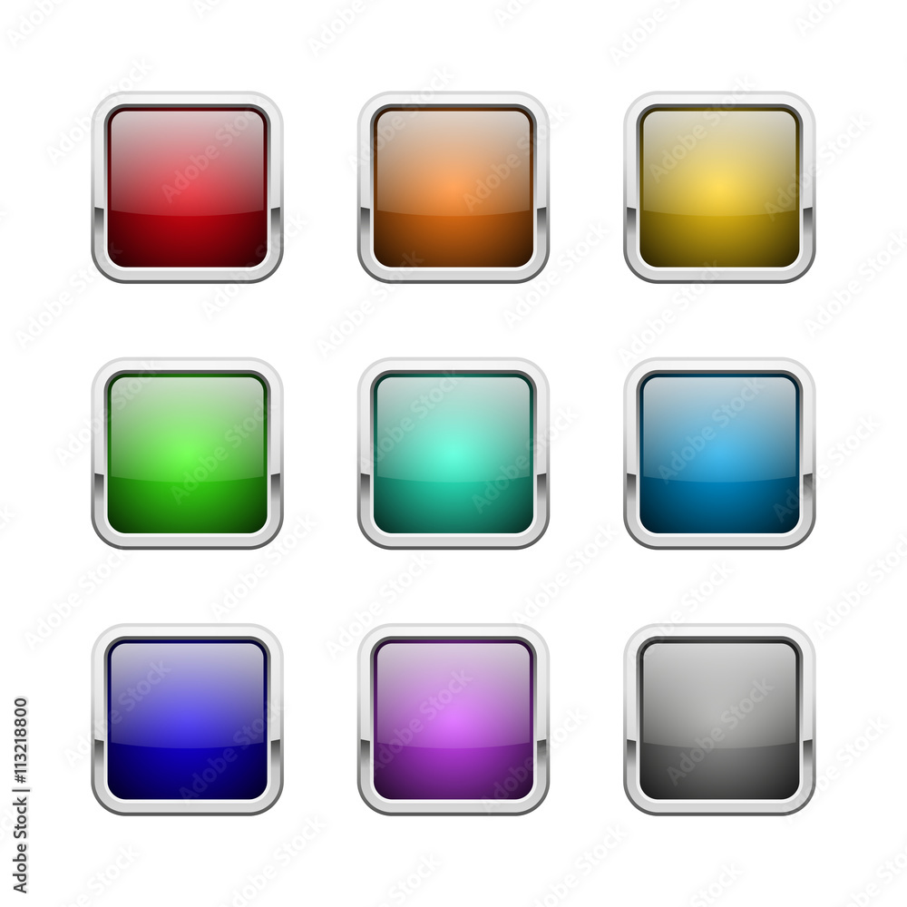 Set of square web buttons Set of square web buttons