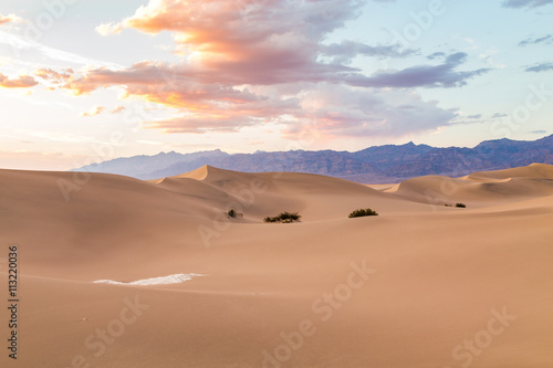 Sunset at Mesquite Flat Sand Dunes in Death Valley National Park  California  USA
