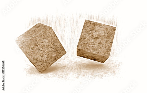 jumping cubes - ancient style - 3d illustration