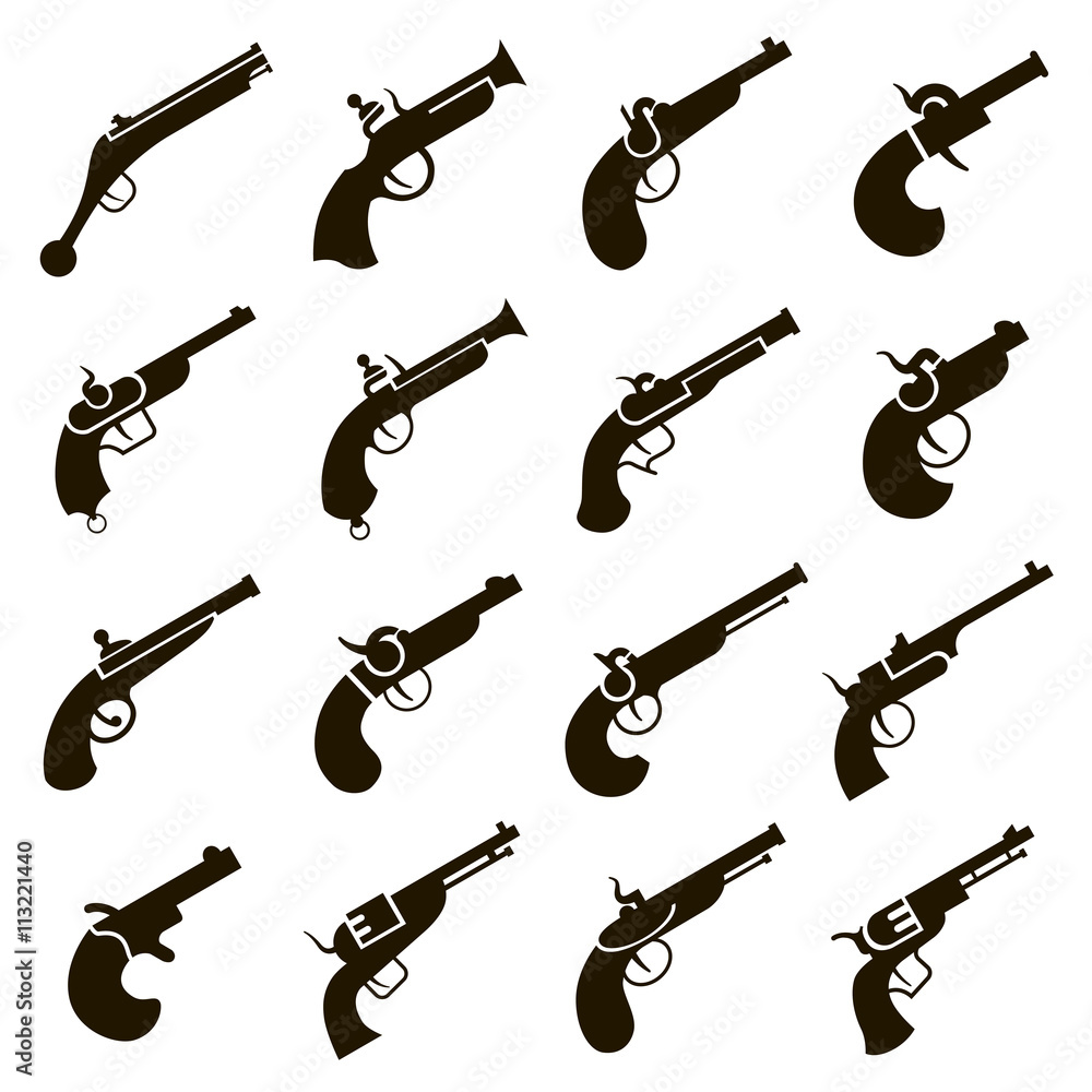 16 icons of old guns