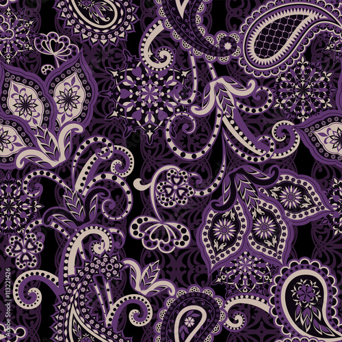 The pattern of mandalas and Paisley pattern in Indian style.