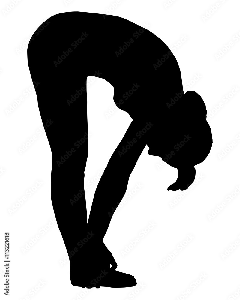 Silhouette einer Frau beim Yoga Silhouette einer Frau beim Yoga