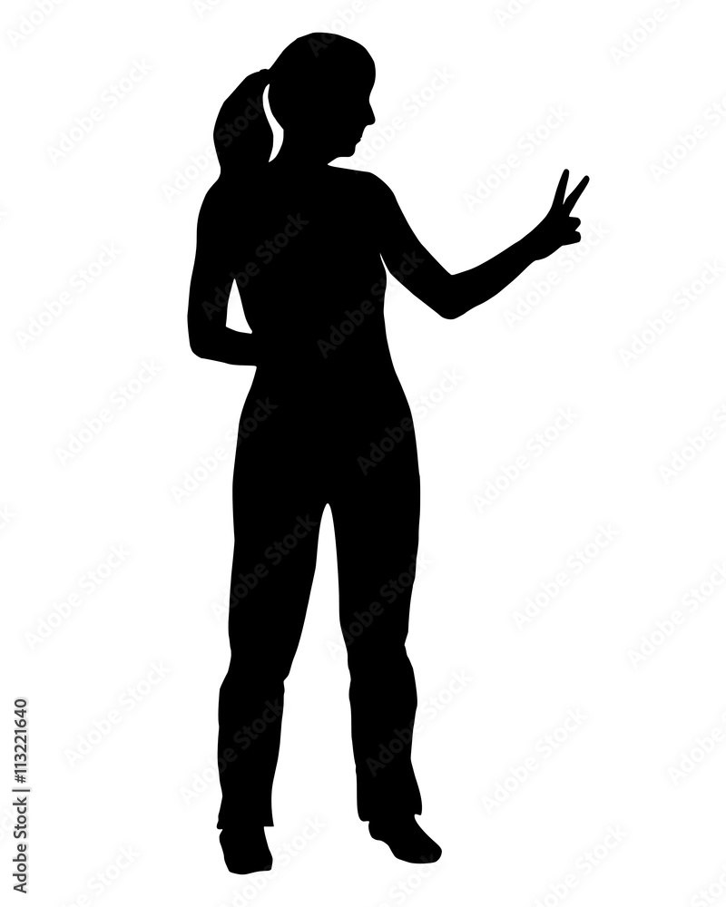 Silhouette einer Frau mit Handzeichen