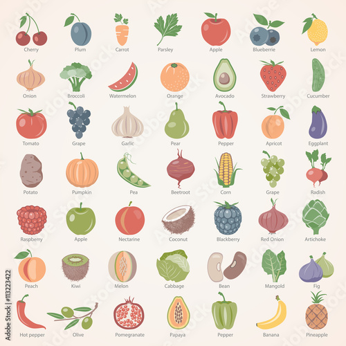 Flat Icons - Fruit and Vegetables
