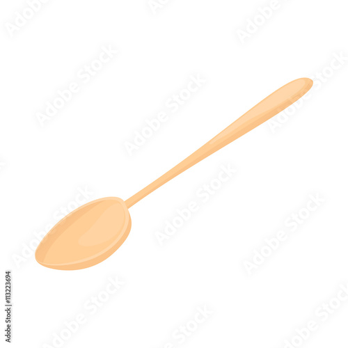 Wooden spoon icon, cartoon style