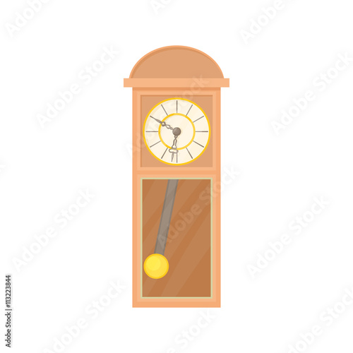 Grandfather clock icon, cartoon style