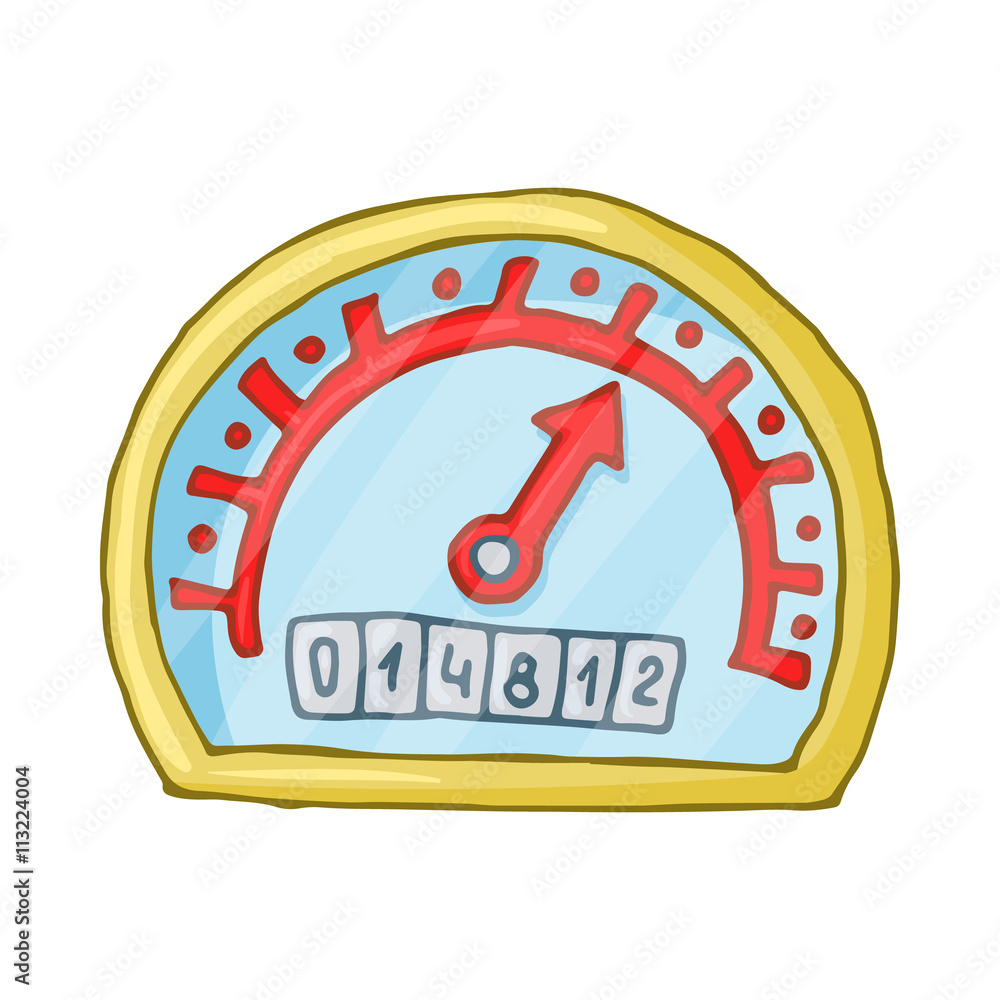 Speedometer and odometer icon, cartoon style Speedometer and odometer icon, cartoon style