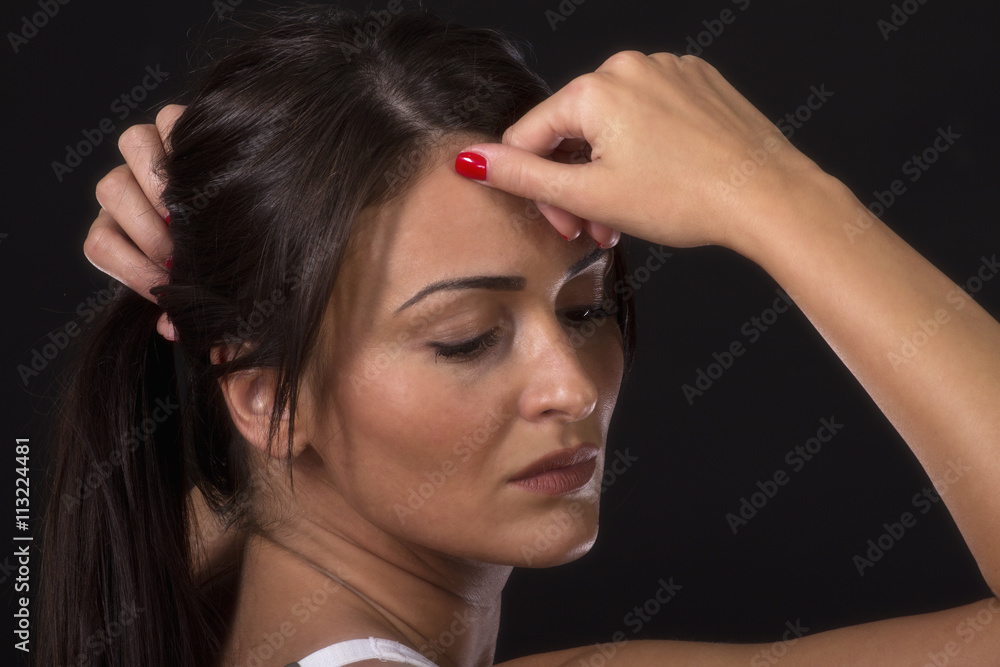 Fototapeta premium Woman posing with closed eyes