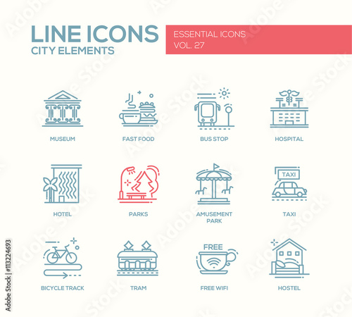 City elements - line design icons set