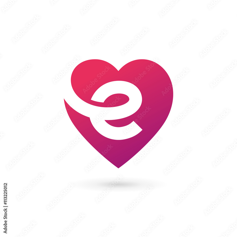 Letter E heart logo icon design template elements Stock Vector | Adobe ...