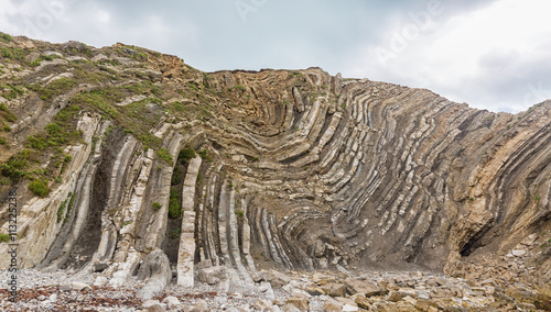 The Lulworth Crumple at Stair Hole on Dorset's Jurassic Coast. An asymetrical Z fold of (likely) Alpine origin.