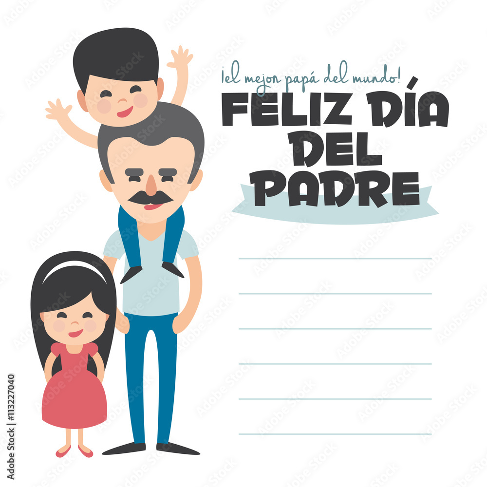 Happy Fathers day card. Vector Element Set. Dad with sons.
Happy Fathers day card. Vector Element Set. Dad with sons.