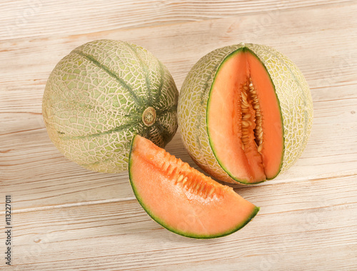 melon on a wooden background