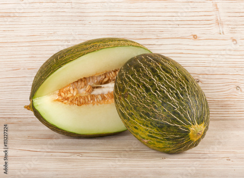melon on a wooden background