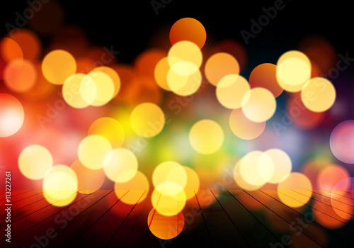 Lights on the wooden table