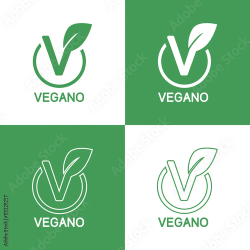 ImprimirIcons Vegan food, set of badges, emblems and stamps vector written in English
