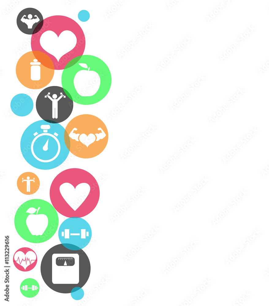 Fitness icons on white background Fitness icons on white background