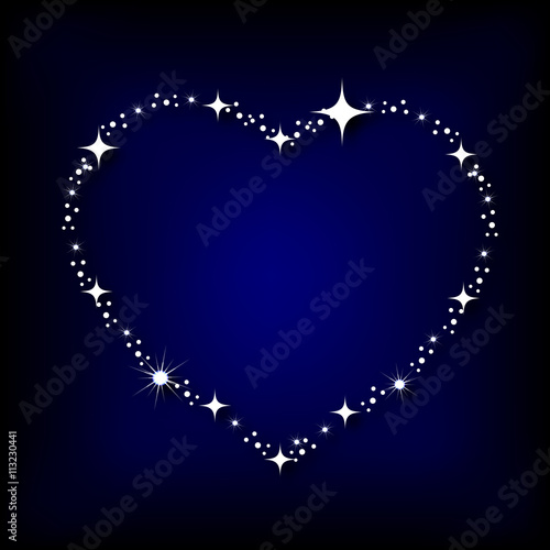 Heart with stars on the night sky