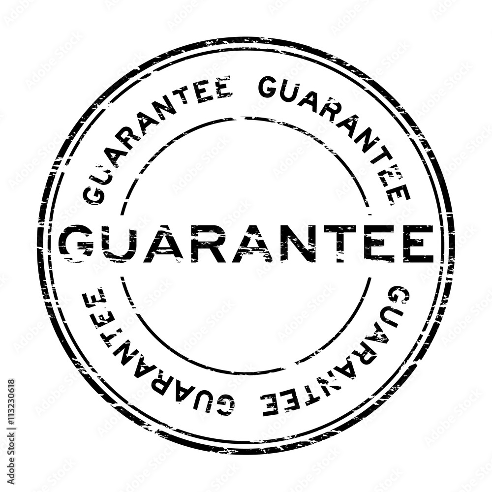 Grunge black guarantee stamp on white background