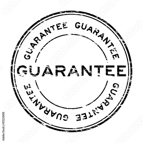 Grunge black guarantee stamp on white background