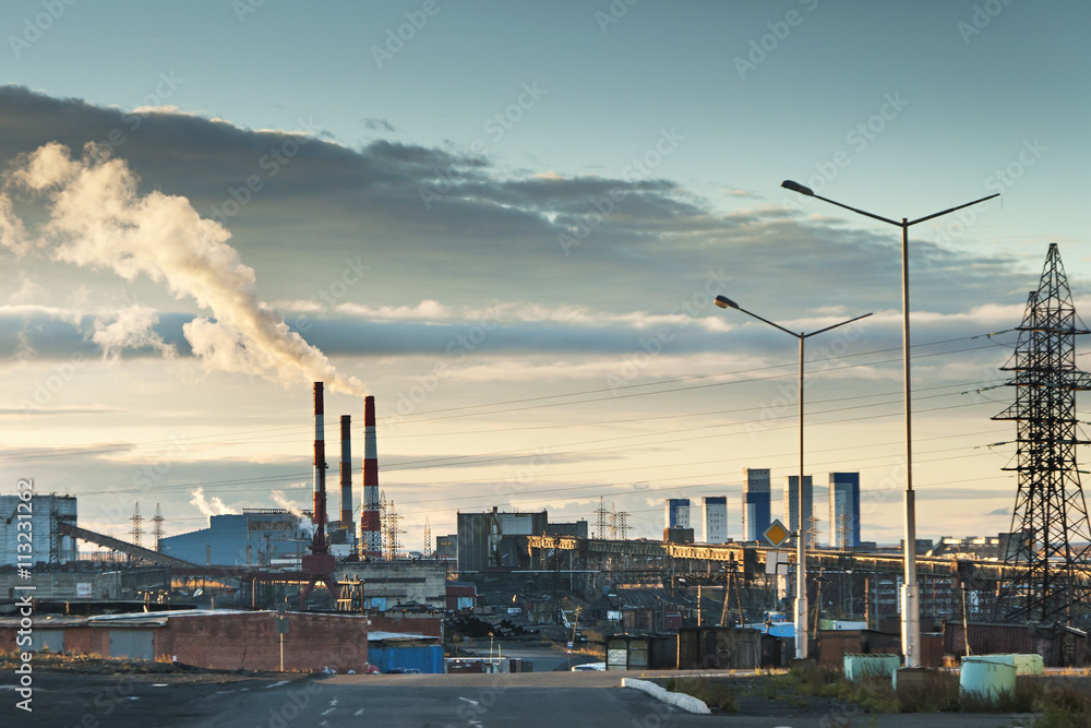 Industrial landscape. The  area of the city in the Arctic Circle.