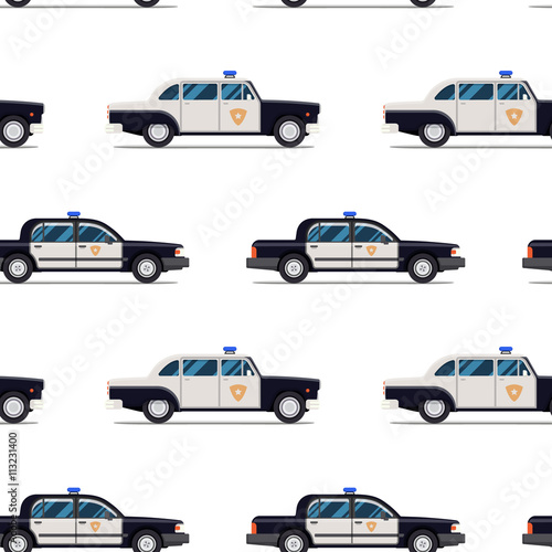 seamless pattern of police cars.