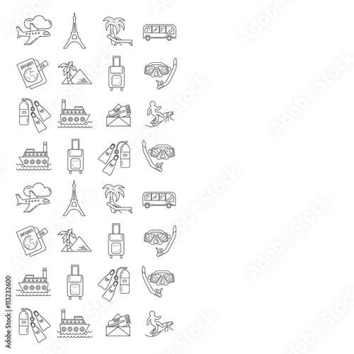 Vector set of travel icons Linear design