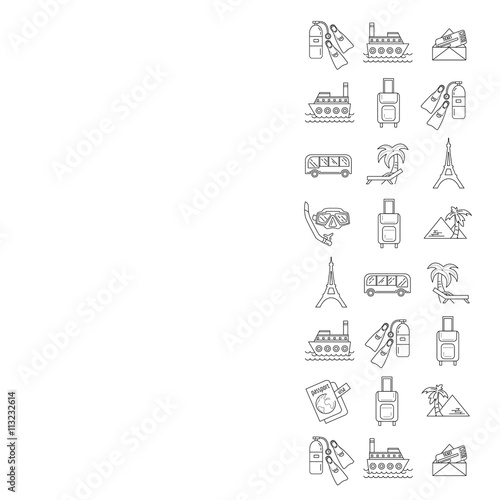 Vector set of travel icons Linear design