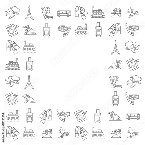 Vector set of travel icons Linear design
