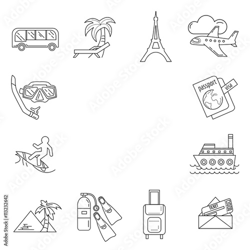 Vector set of travel icons Linear design