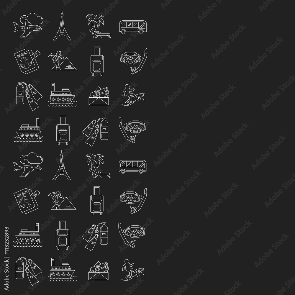 Vector set of travel icons Linear design