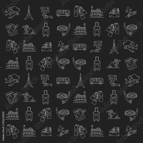 Vector set of travel icons Linear design