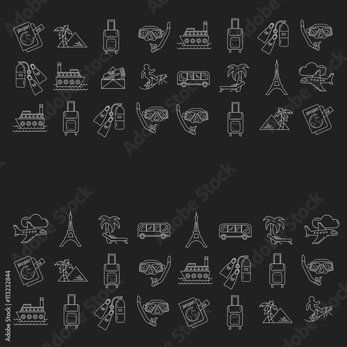 Vector set of travel icons Linear design