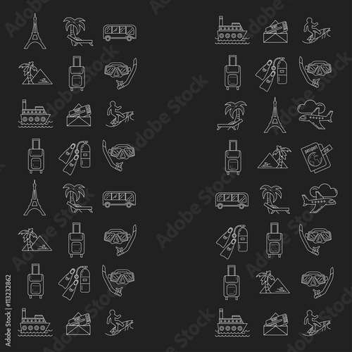 Vector set of travel icons Linear design