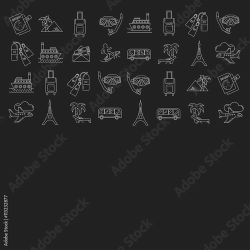 Vector set of travel icons Linear design