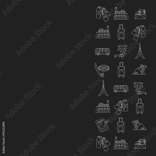 Vector set of travel icons Linear design