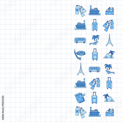 Vector set of travel icons Linear design