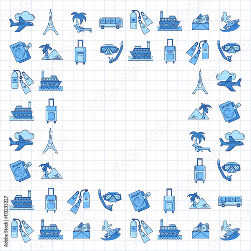 Vector set of travel icons Linear design