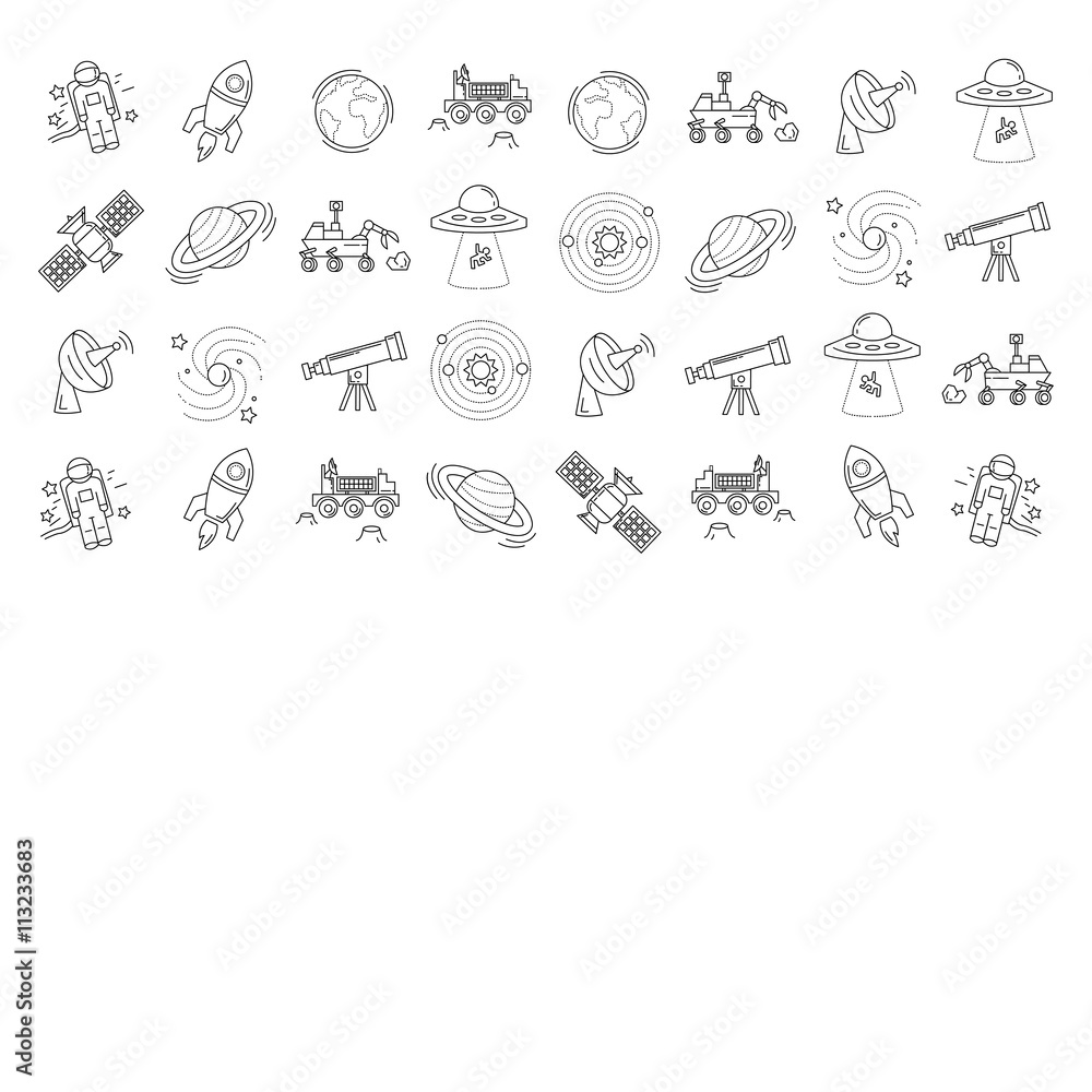 Vector set of space and astronomy icons Vector set of space and astronomy icons